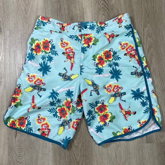 DC Comics Batman Surf Swim Trunks Mens Large Hawaiian Floral Boardshorts‎ - Picture 3 of 10